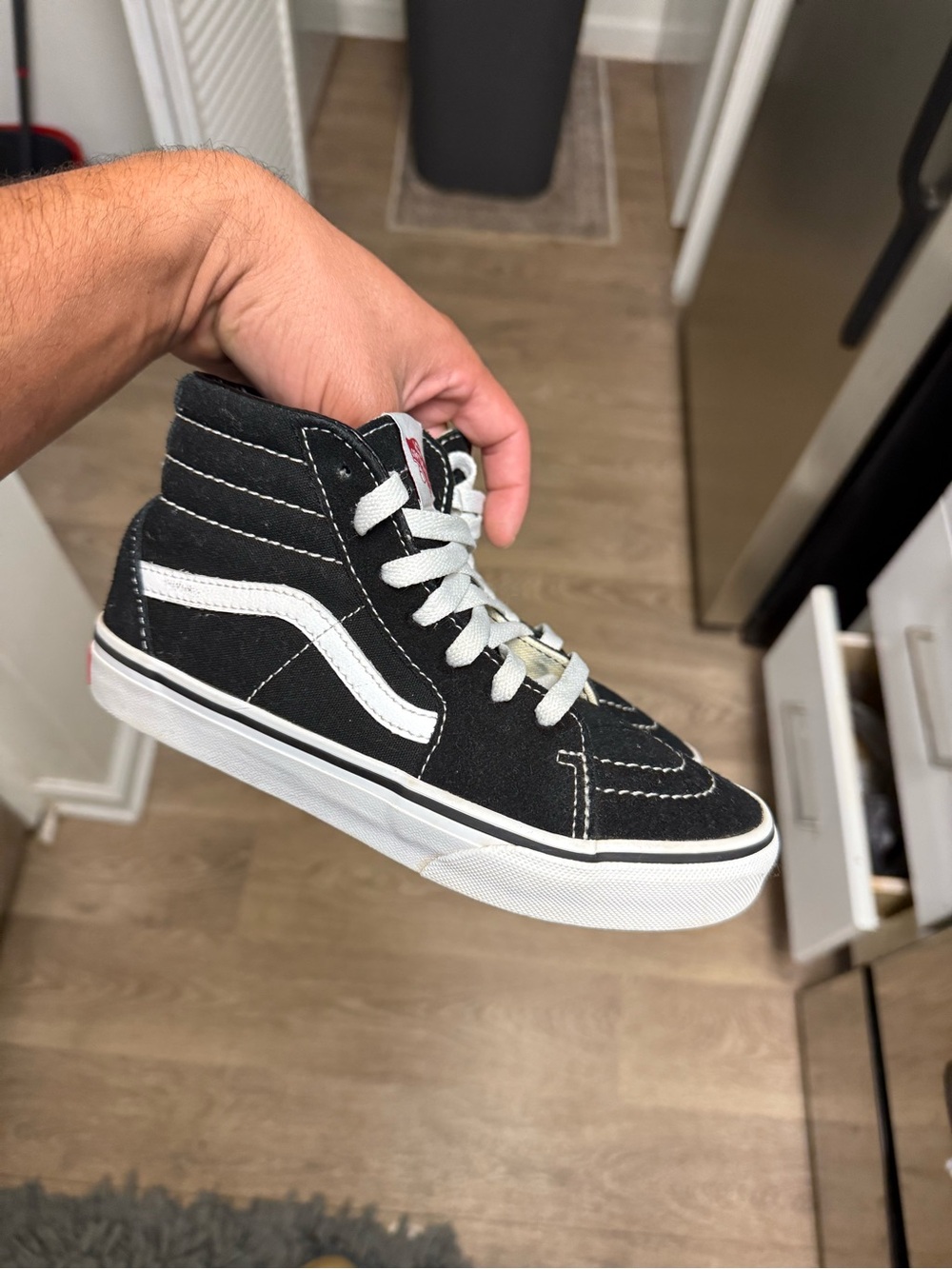 Vans SK8 High Top Classic Black/White Skateboard Preschool PS Size 2.5Y Used